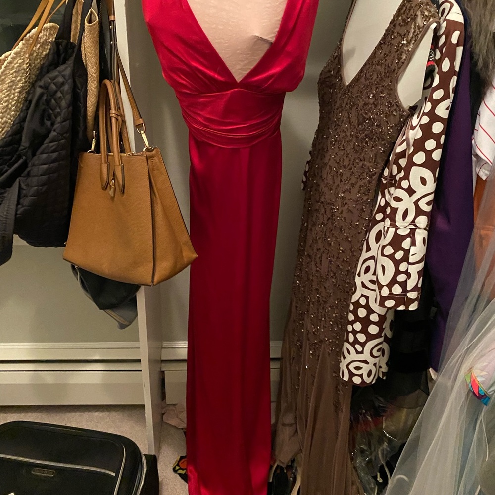 Nicole Miller gown with low ribbon cross back
